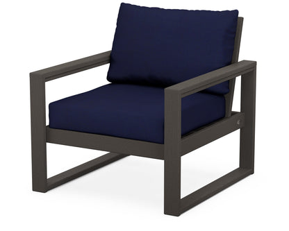 POLYWOOD® EDGE Club Chair in Vintage Coffee / Navy