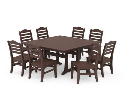 POLYWOOD® Savannah Side Chair 9-Piece Square Farmhouse Dining Set with Trestle Legs in Mahogany