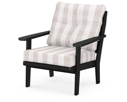 POLYWOOD® Lakeside Deep Seating Chair in Black / Buffalo Plaid Dune Burlap