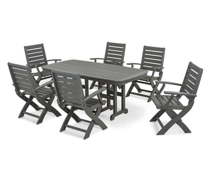 POLYWOOD® Signature Folding Chair 7-Piece Dining Set in Slate Grey