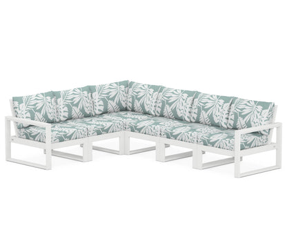 POLYWOOD® EDGE 6-Piece Modular Deep Seating Set in White / Leaf Glacier Spa