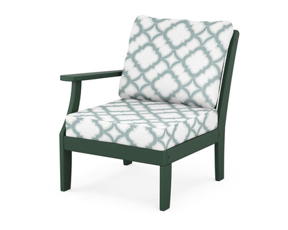 POLYWOOD® Braxton Modular Left Arm Chair in Green / Trellis Glacier Spa