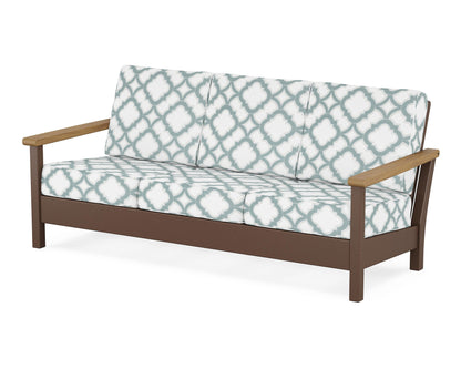 POLYWOOD® Harbour Deep Seating Sofa in Mahogany / Natural / Trellis Glacier Spa