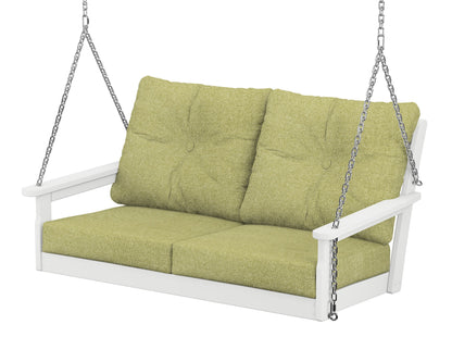 POLYWOOD® Vineyard Deep Seating Swing in White / Chartreuse Boucle