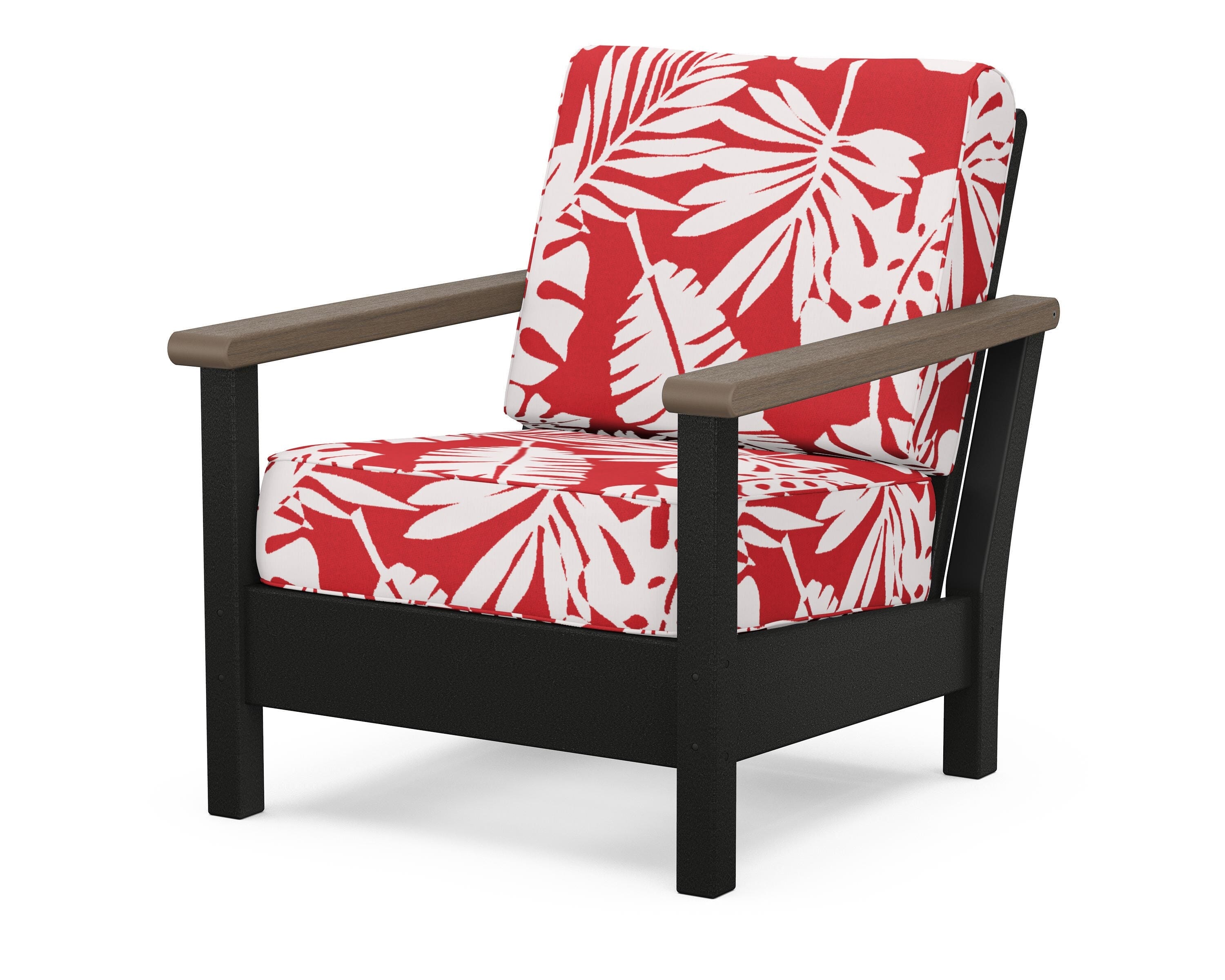 POLYWOOD® Harbour Deep Seating Chair in Black / Kona / Leaf Crimson
