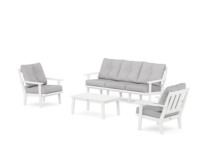 POLYWOOD® Oxford 4-Piece Deep Seating Set with Sofa in White / Granite