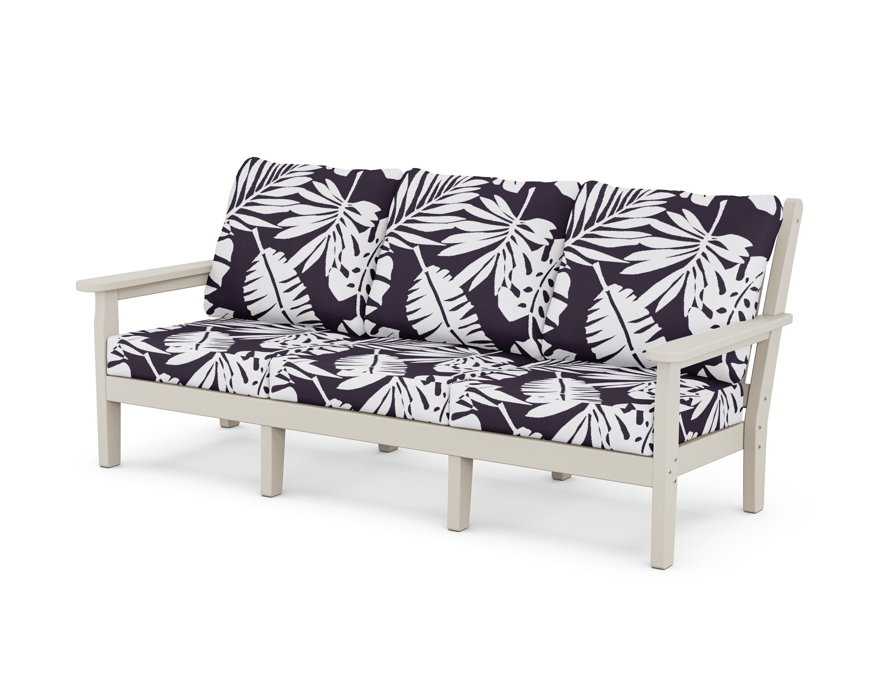 POLYWOOD® Chippendale Deep Seating Sofa in Sand / Leaf Navy