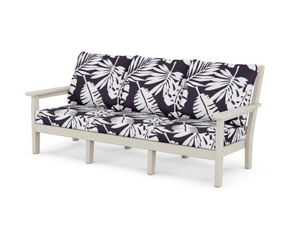 POLYWOOD® Chippendale Deep Seating Sofa in Sand / Leaf Navy