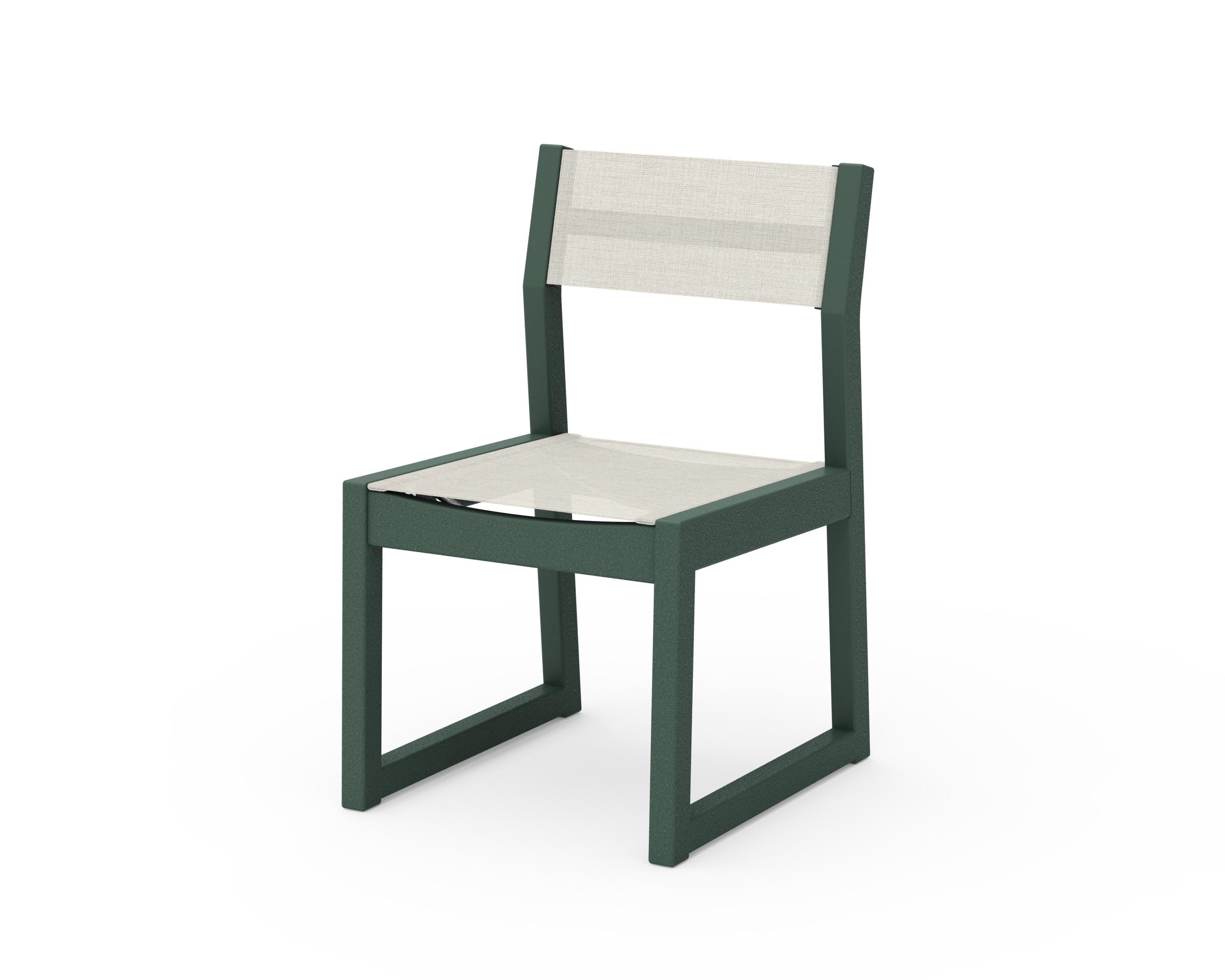 POLYWOOD® Edge Sling Dining Side Chair - 2 Chairs in Green / Parchment Sling