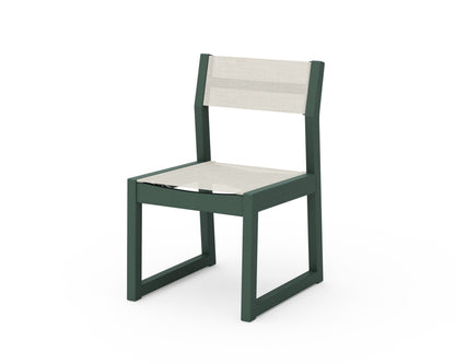 POLYWOOD® EDGE Sling Dining Side Chair in Green / Parchment Sling