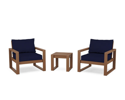 POLYWOOD® EDGE Sectional 3-Piece Deep Seating Set in Teak / Navy
