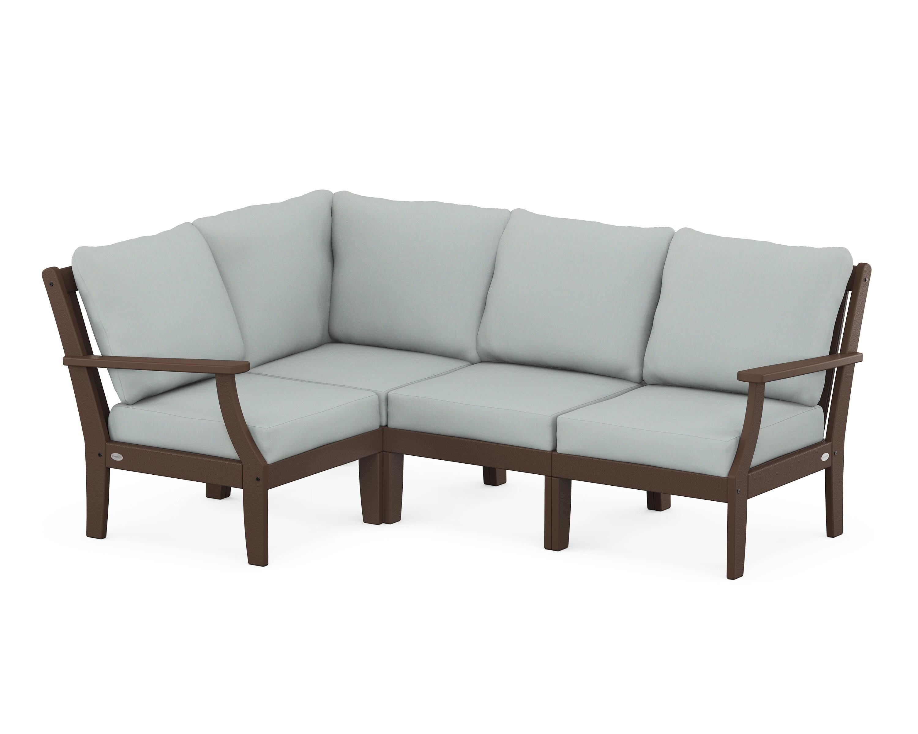 POLYWOOD® Braxton Modular 4-Piece Deep Seating Set in Mahogany / Spa
