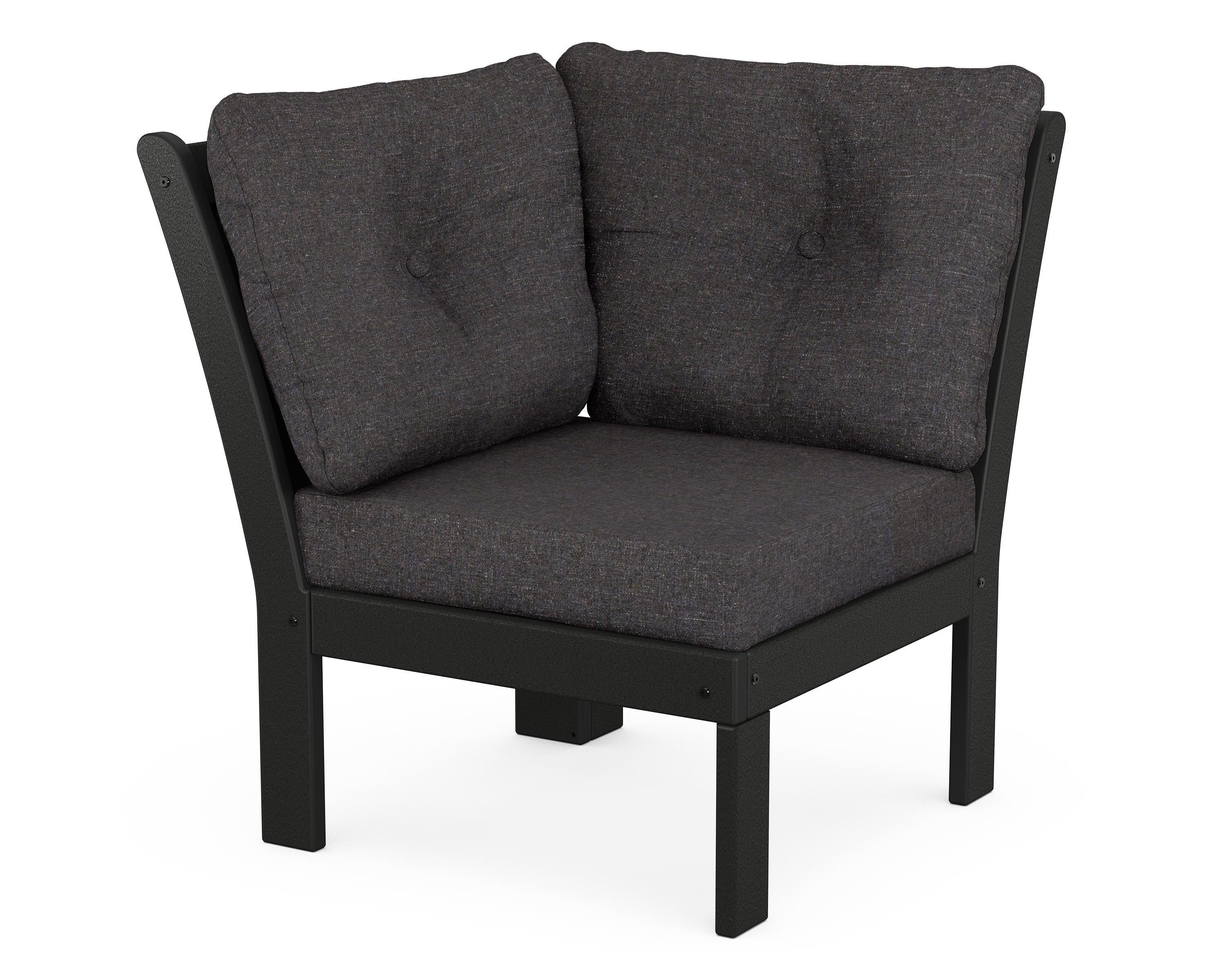 POLYWOOD® Vineyard Modular Corner Chair in Black / Ash Charcoal