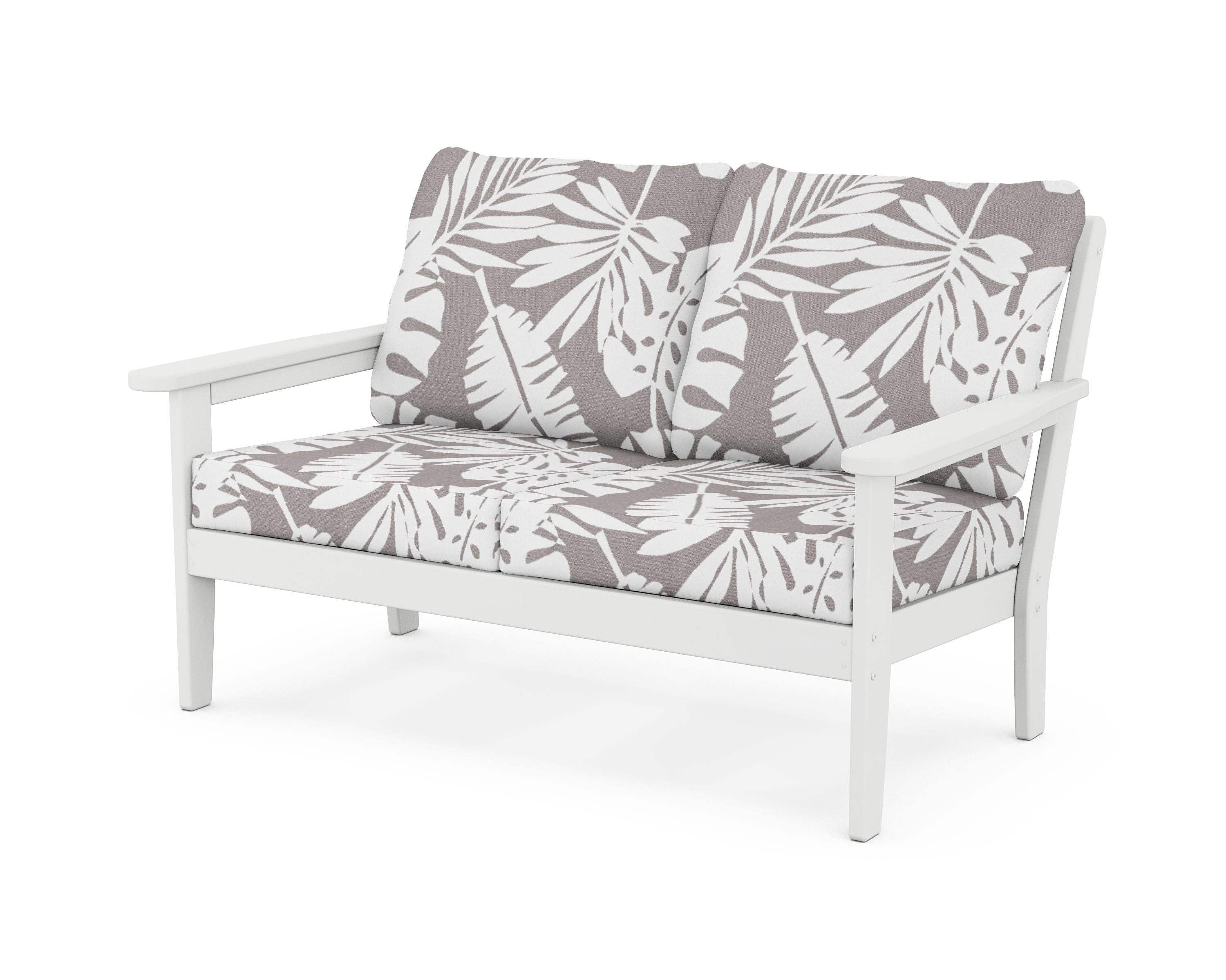 Country Living Cottage Deep Seating Loveseat in White / Leaf Grey Mist
