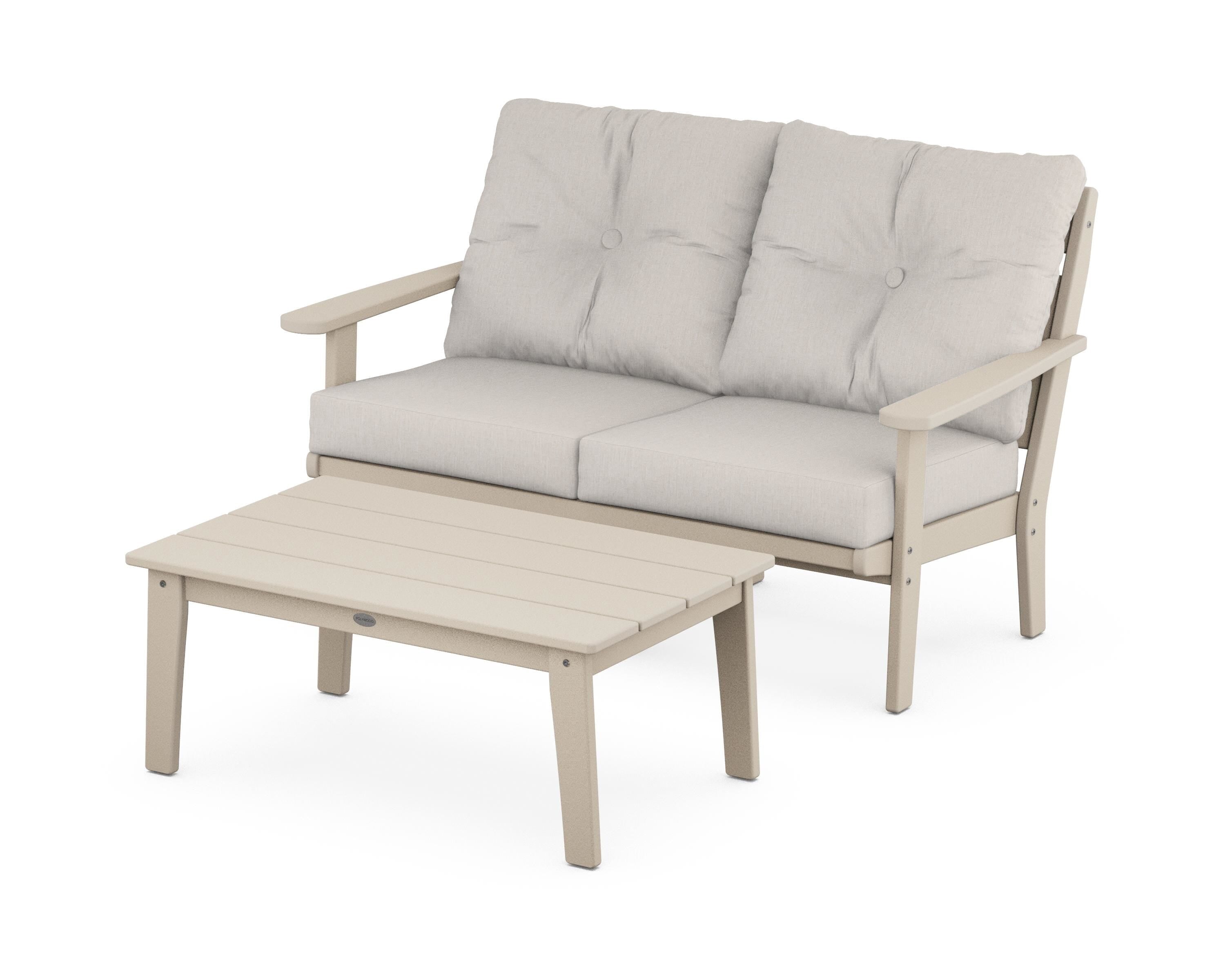 POLYWOOD® Lakeside 2-Piece Lounge Loveseat Set in Sand / Cast Ash