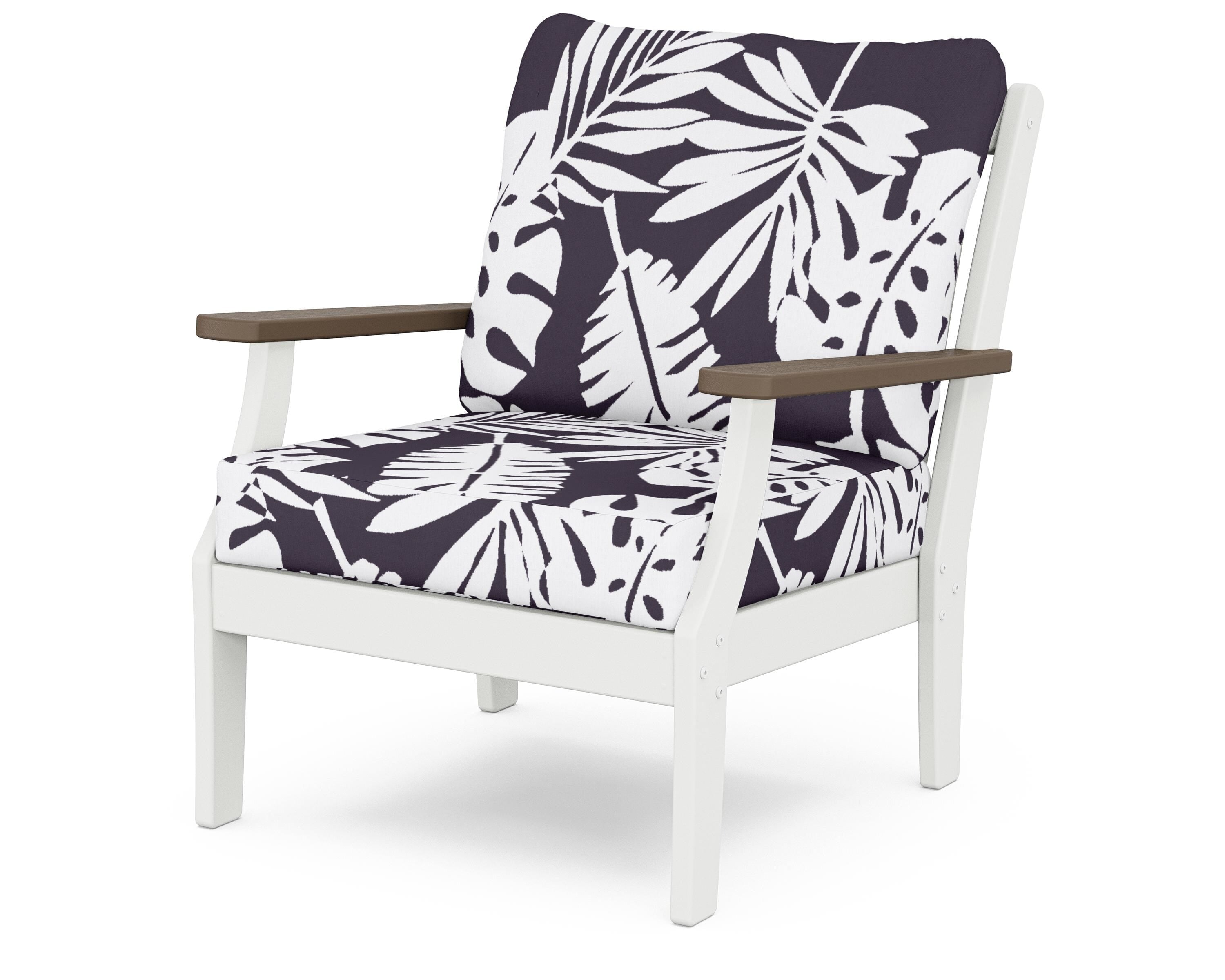 POLYWOOD® Braxton Deep Seating Chair in White / Kona / Leaf Navy