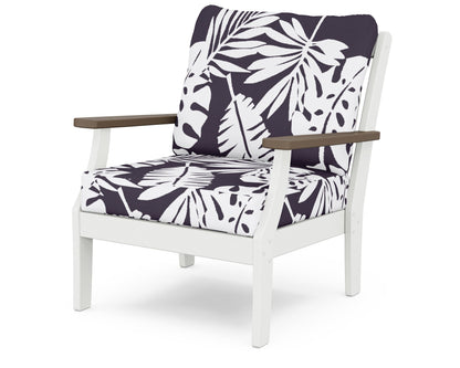 POLYWOOD® Braxton Deep Seating Chair in White / Kona / Leaf Navy