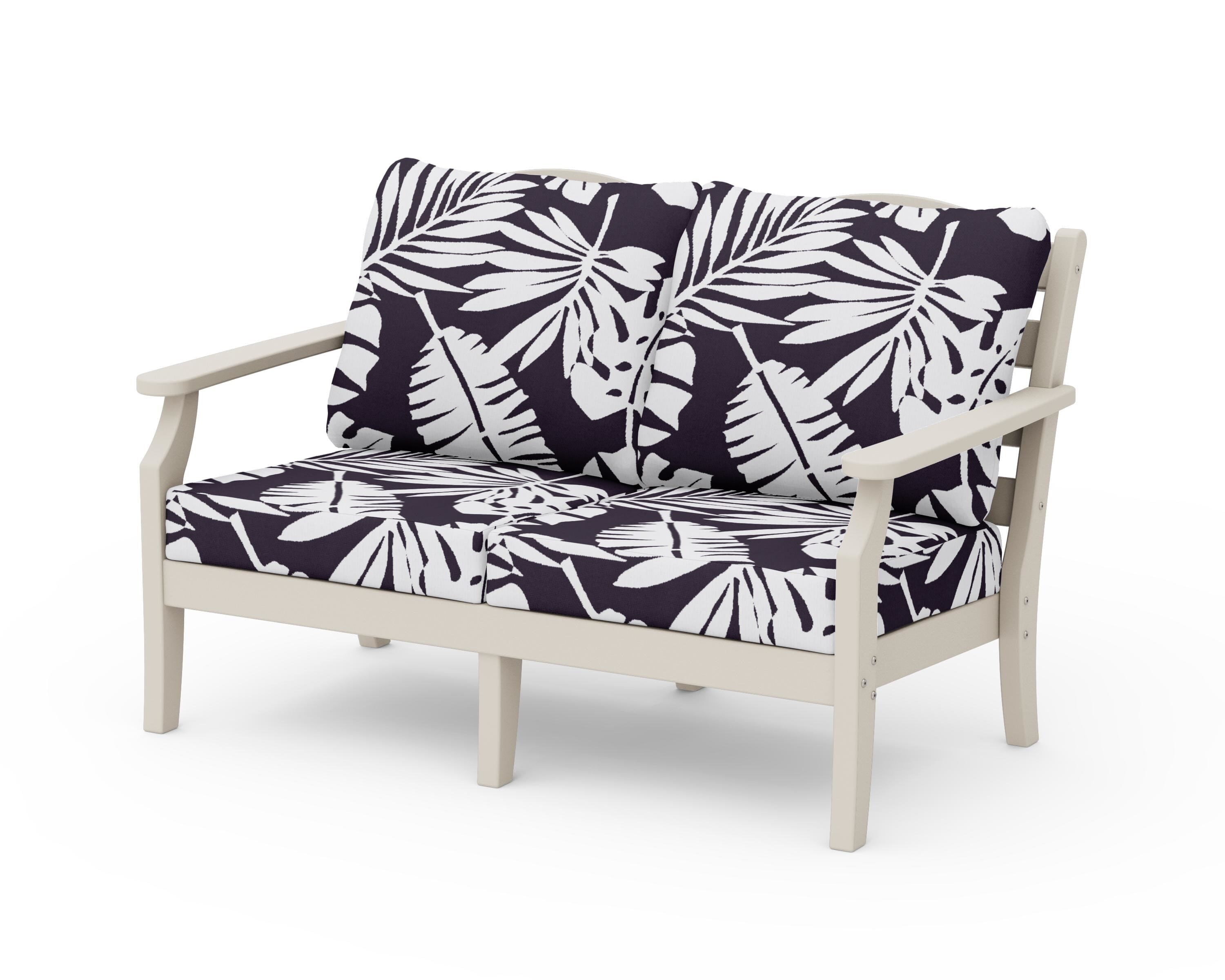 Draper James™ by  POLYWOOD® Savannah Deep Seating Loveseat in Sand / Leaf Navy