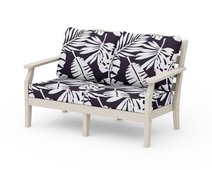 Draper James™ by  POLYWOOD® Savannah Deep Seating Loveseat in Sand / Leaf Navy