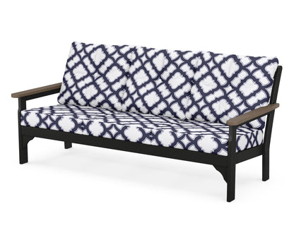 POLYWOOD® Vineyard Deep Seating Sofa in Black / Kona / Trellis Navy