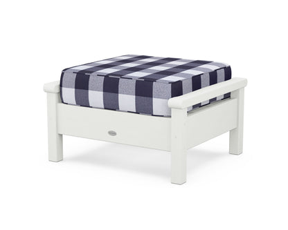 POLYWOOD® Harbour Deep Seating Ottoman in Vintage White / Buffalo Plaid Navy