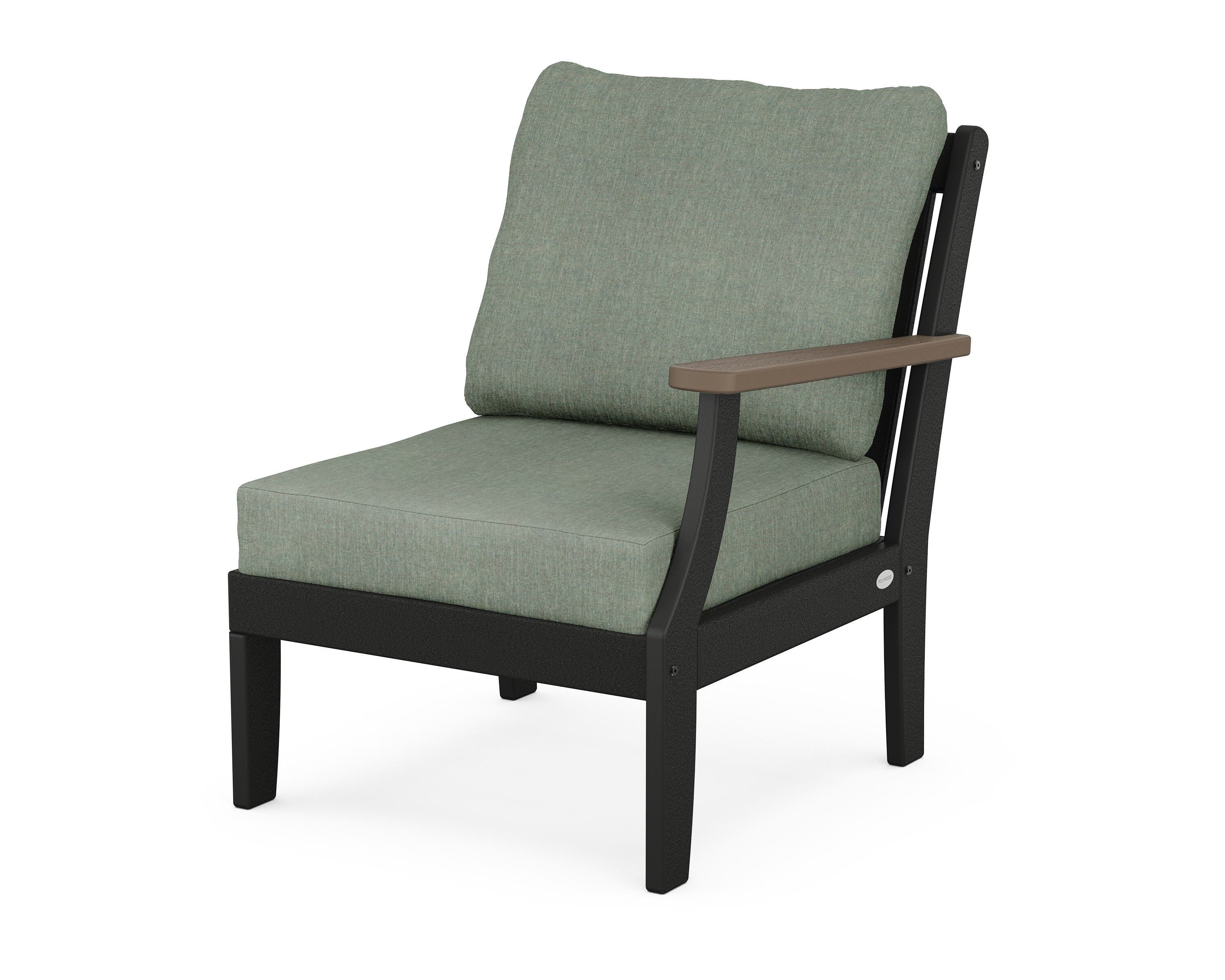 POLYWOOD® Braxton Modular Right Arm Chair in Black / Kona / Cast Sage