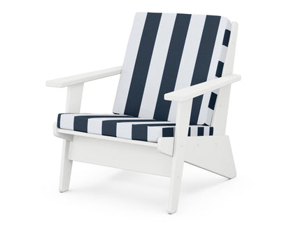 POLYWOOD® Riviera Modern Lounge Chair in White / Cabana Stripe Marine Indigo