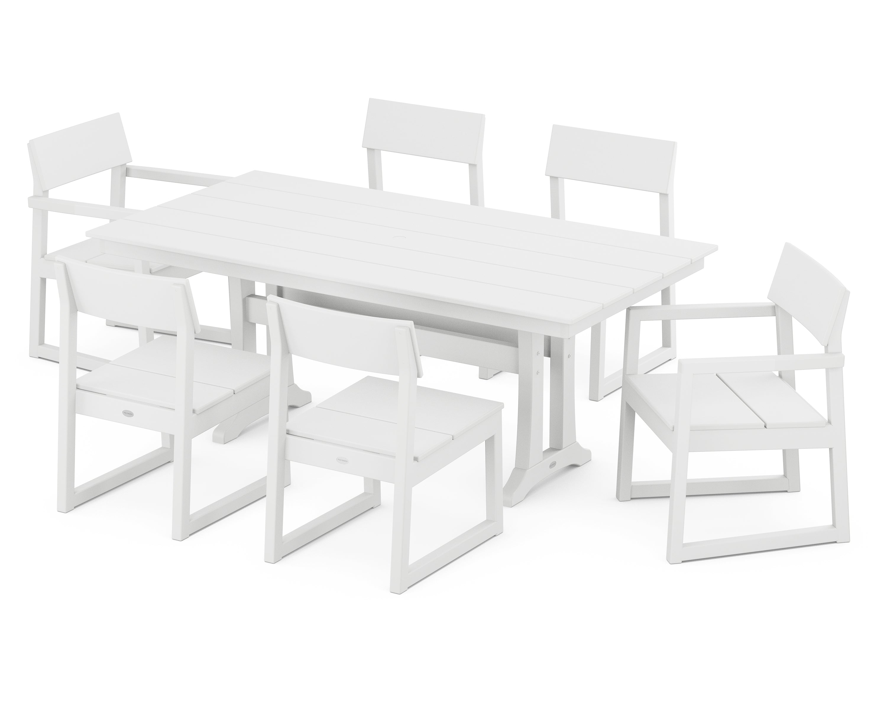 POLYWOOD® EDGE 7-Piece Farmhouse Trestle Dining Set in White