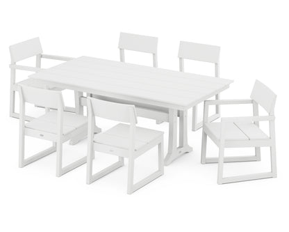 POLYWOOD® EDGE 7-Piece Farmhouse Trestle Dining Set in White