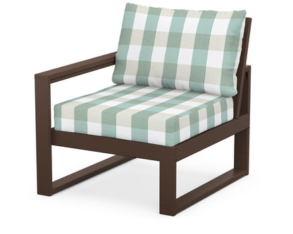 POLYWOOD® EDGE Modular Left Arm Chair in Mahogany / Buffalo Plaid Glacier Spa
