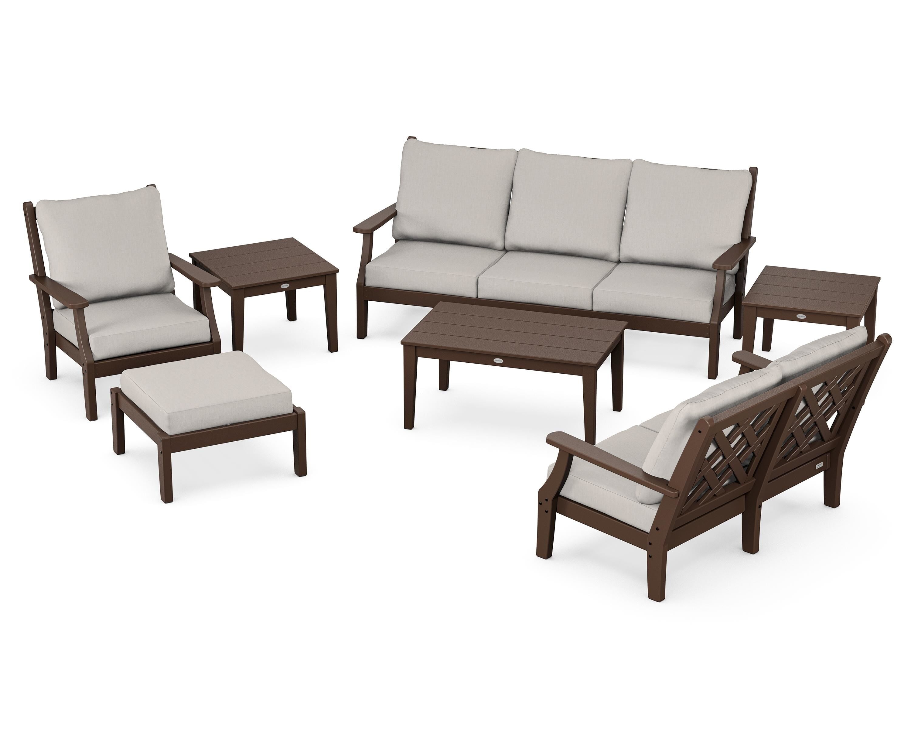 Country Living Wovendale 7-Piece Deep Seating Set in Mahogany / Cast Ash