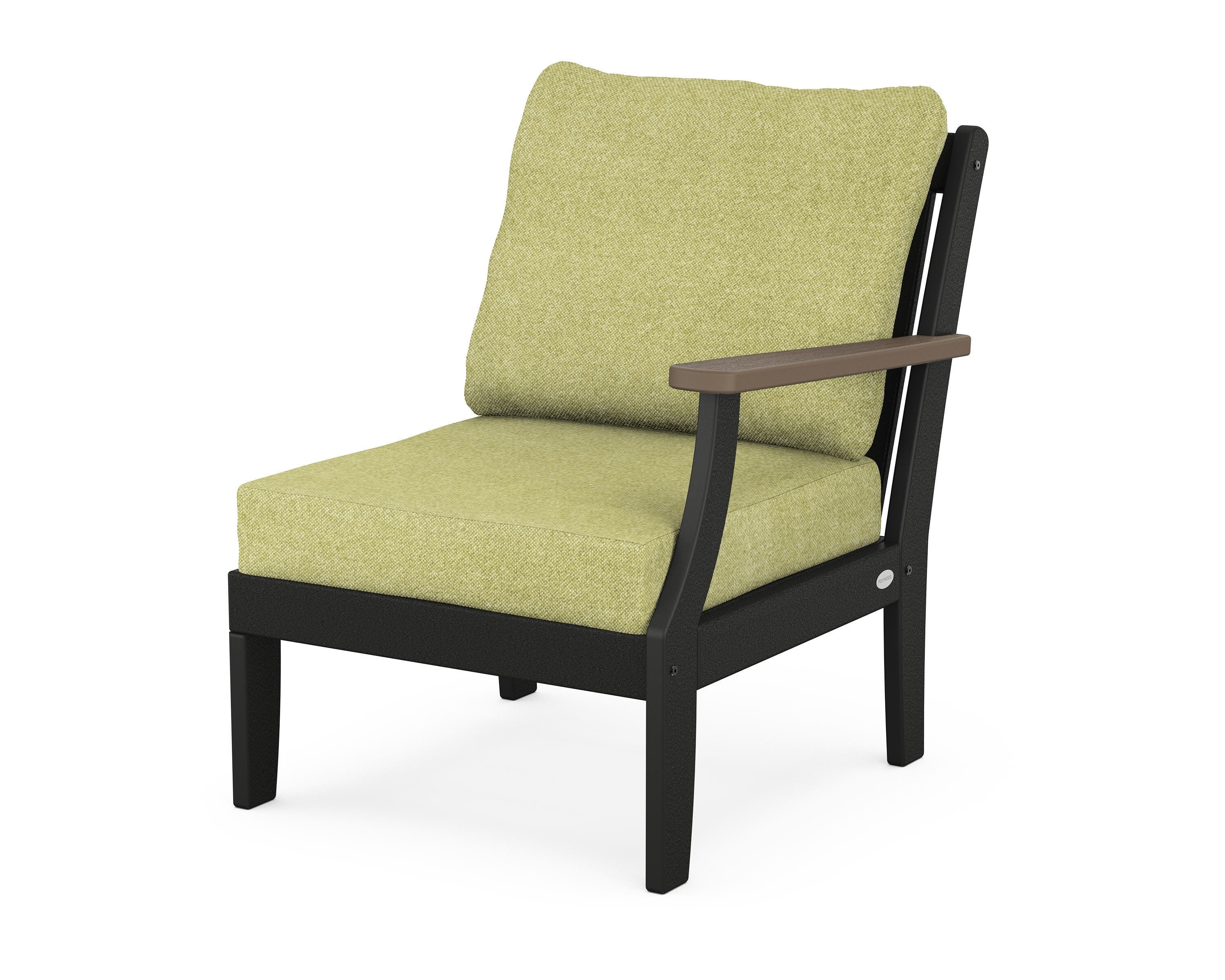 POLYWOOD® Braxton Modular Right Arm Chair in Black / Kona / Chartreuse Boucle