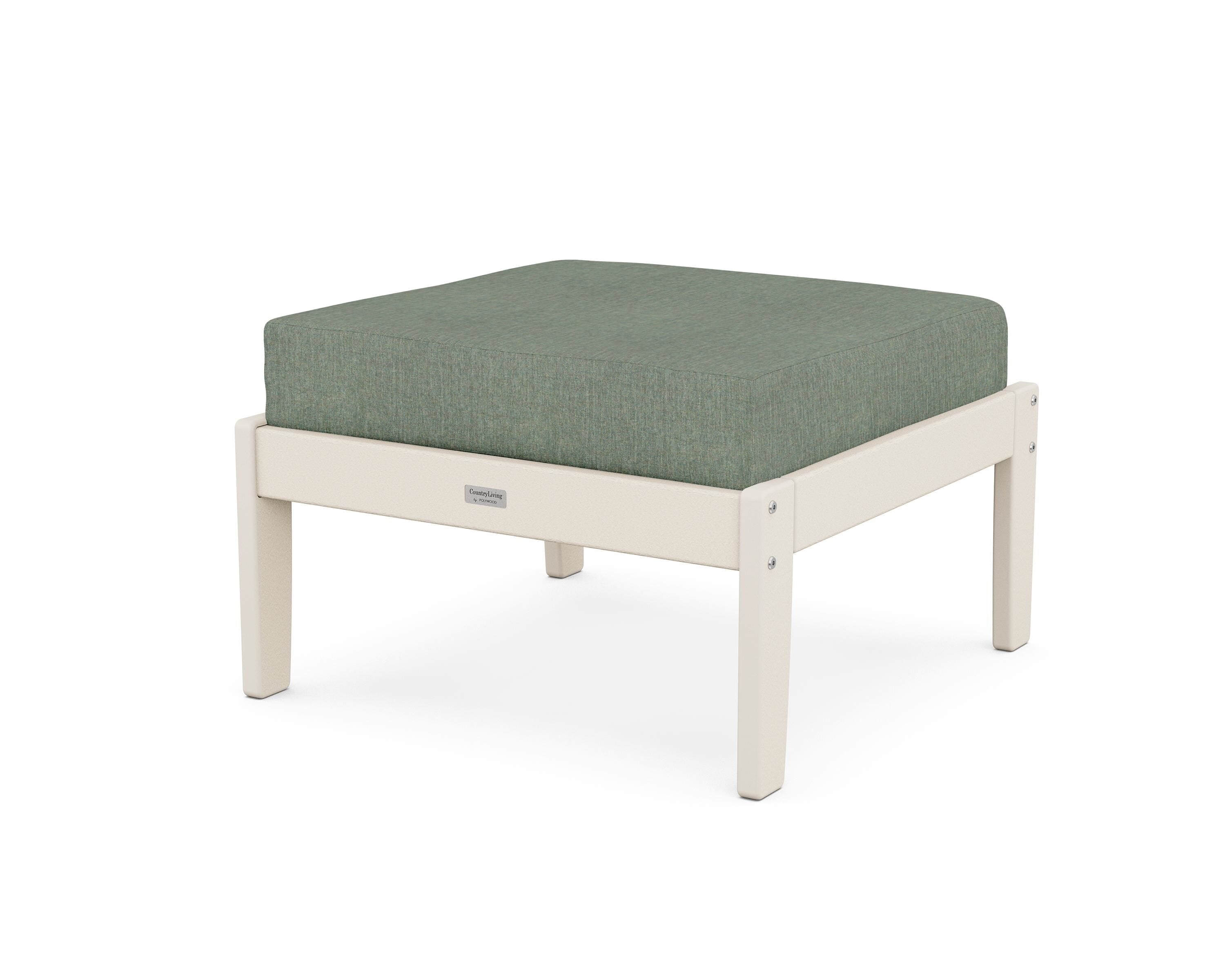 Country Living Cottage Deep Seating Ottoman in Sand / Cast Sage