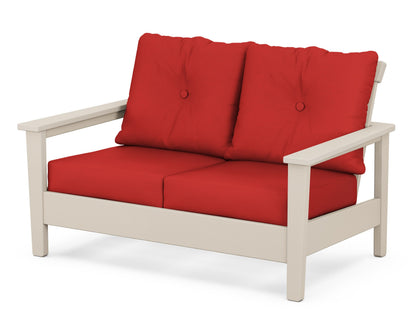 POLYWOOD® Prescott Deep Seating Loveseat in Sand / Crimson Linen