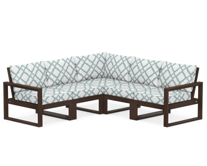 POLYWOOD® EDGE 5-Piece Modular Deep Seating Set in Mahogany / Trellis Glacier Spa
