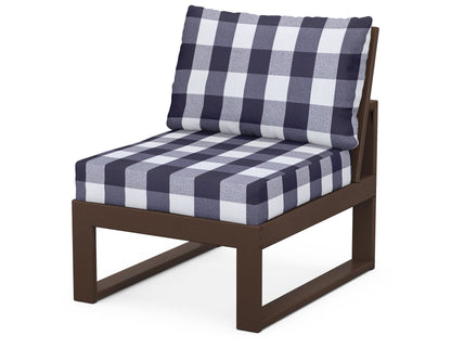 Unbranded Modular Armless Chair in Mahogany / Buffalo Plaid Navy