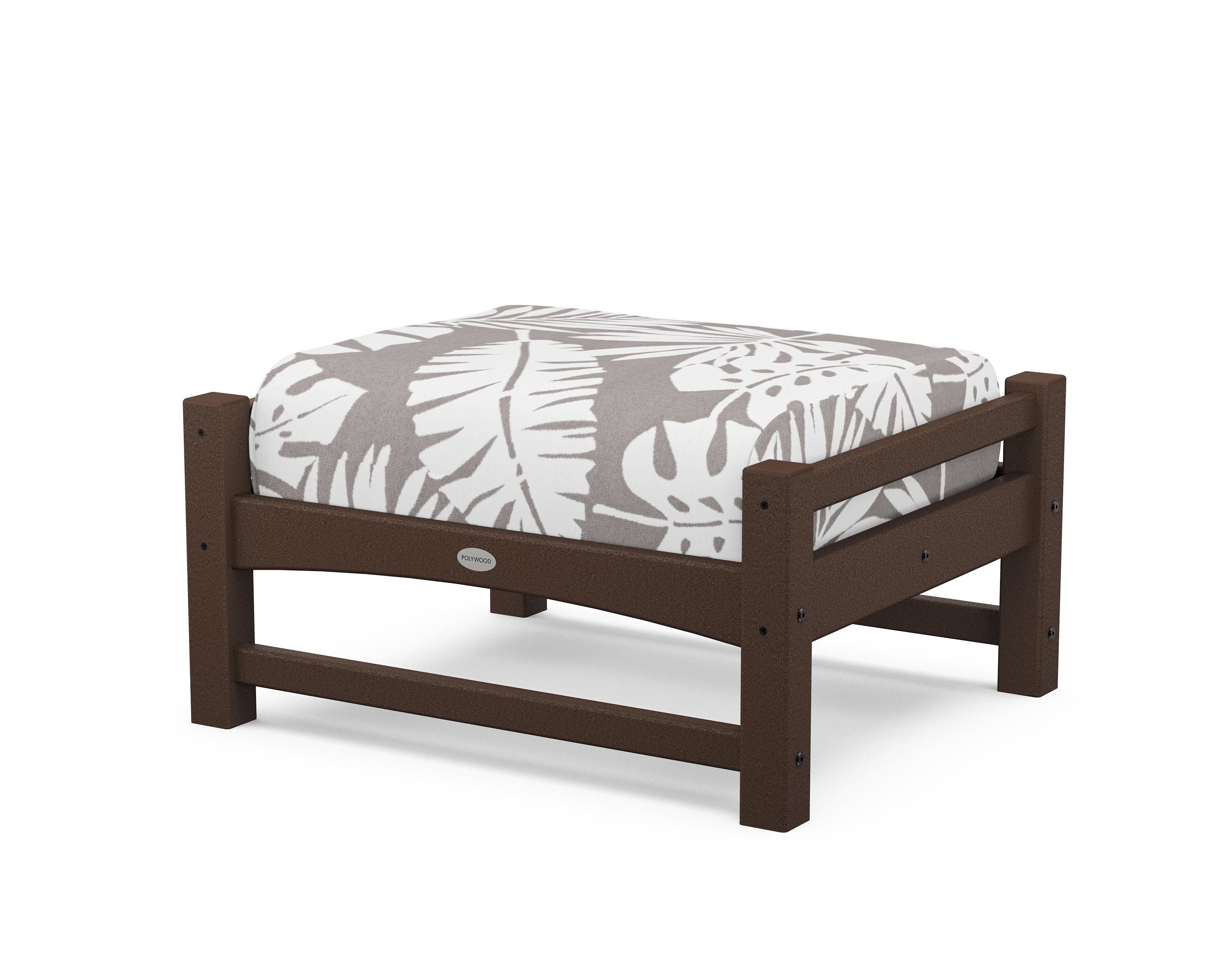 POLYWOOD® Club Ottoman in Mahogany / Leaf Grey Mist
