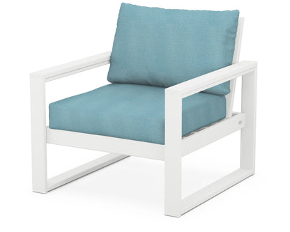 POLYWOOD® EDGE Club Chair in White / Lattice Sky Blue