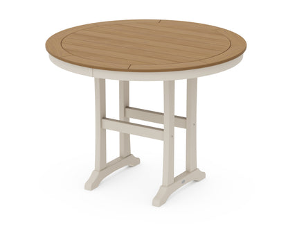 POLYWOOD® Nautical Trestle 48" Round Counter Table in Sand / Natural