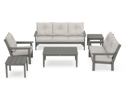 POLYWOOD® Vineyard 6-Piece Deep Seating Set in Slate Grey / Cast Ash