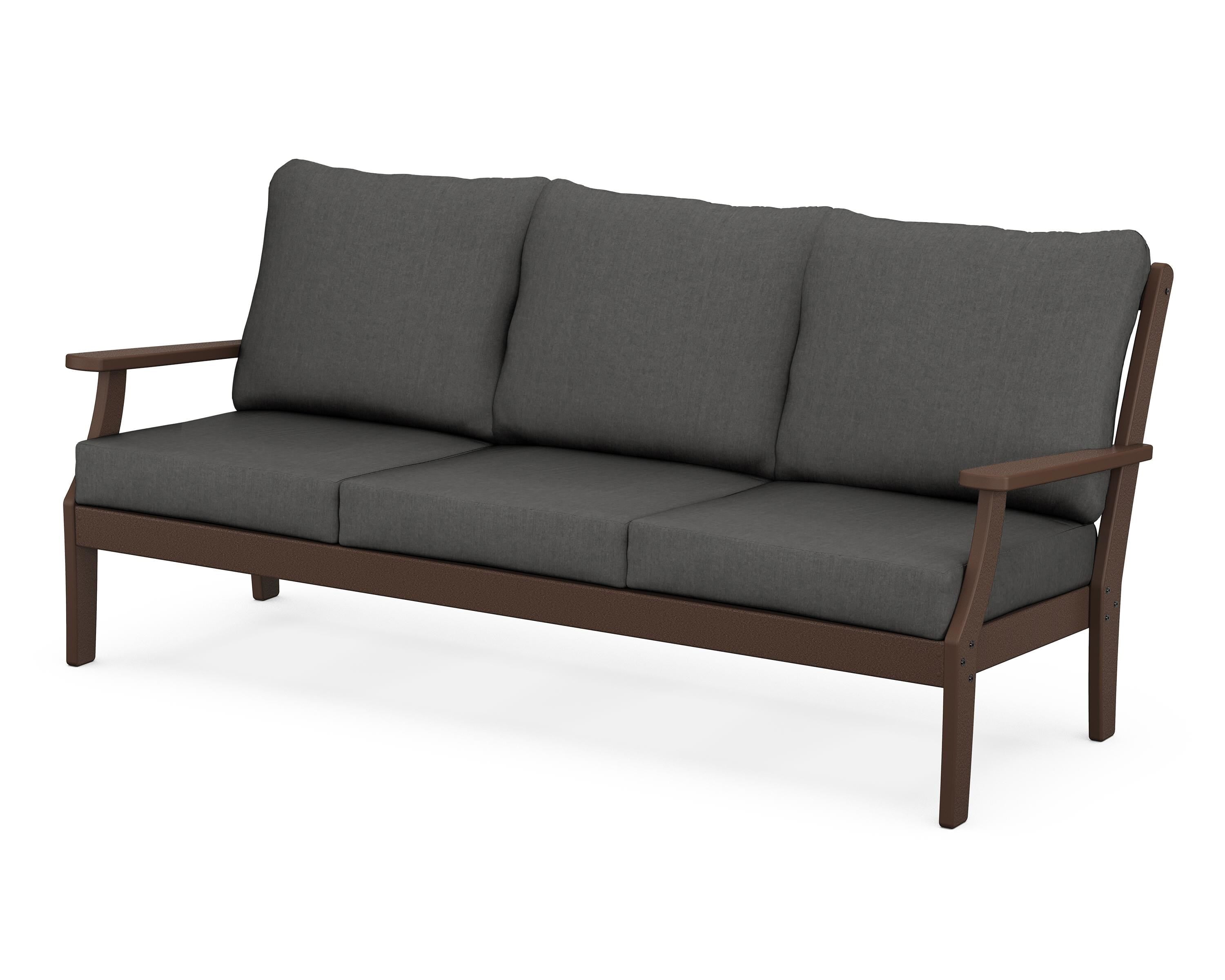 POLYWOOD® Braxton Deep Seating Sofa in Mahogany / Spectrum Carbon