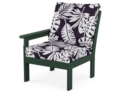 POLYWOOD® Vineyard Modular Left Arm Chair in Green / Leaf Navy