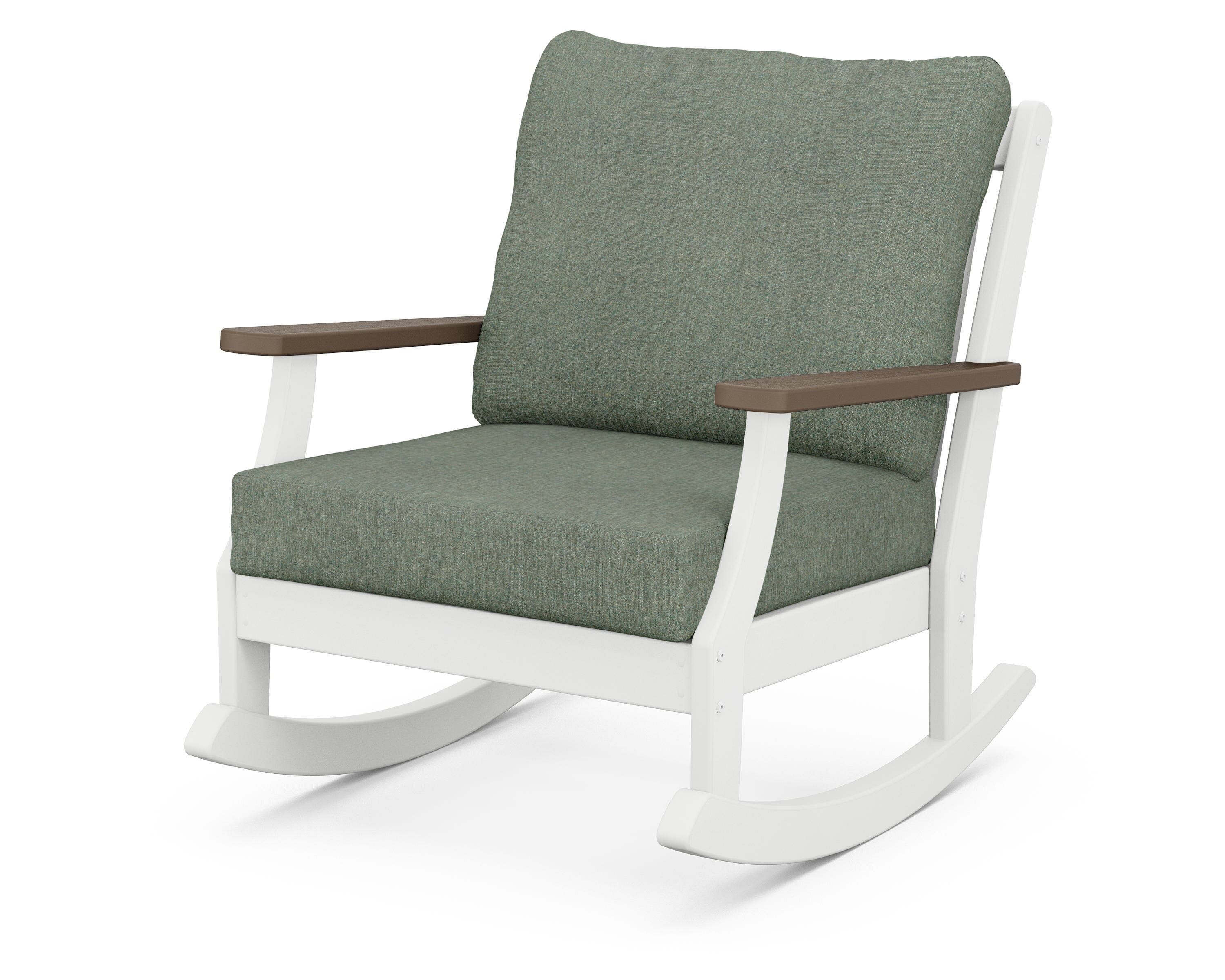 POLYWOOD® Braxton Deep Seating Rocking Chair in White / Kona / Cast Sage