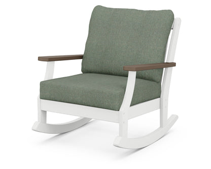 POLYWOOD® Braxton Deep Seating Rocking Chair in White / Kona / Cast Sage