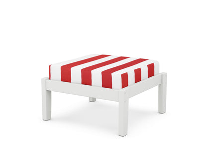Unbranded Deep Seating Ottoman in White / Cabana Stripe Crimson