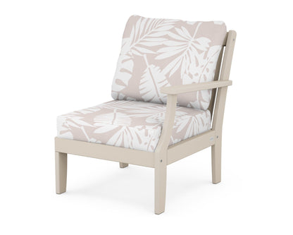 POLYWOOD® Braxton Modular Right Arm Chair in Sand / Leaf Dune Burlap