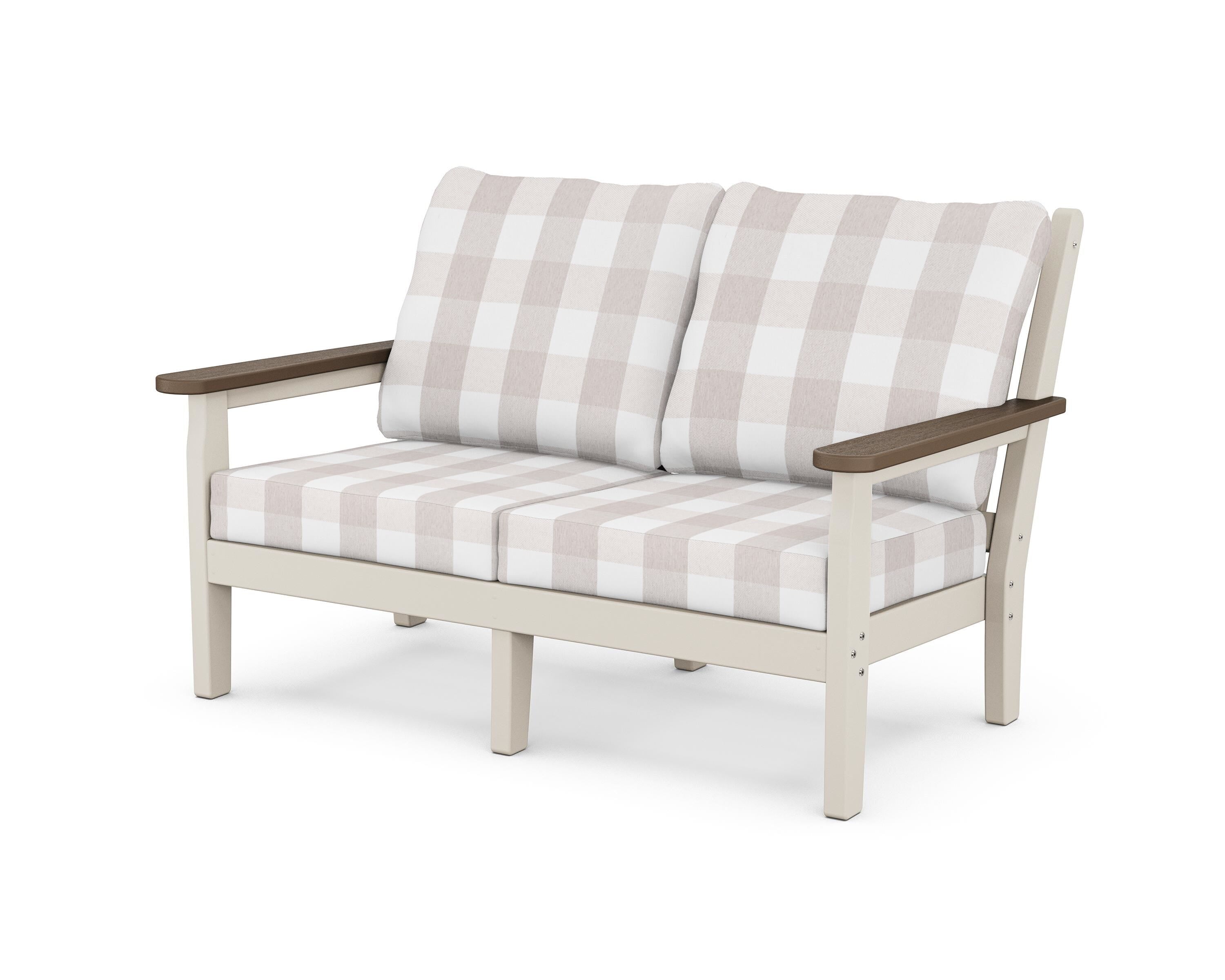 POLYWOOD® Chippendale Deep Seating Loveseat in Sand / Kona / Buffalo Plaid Dune Burlap