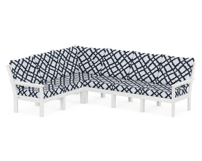POLYWOOD® Vineyard 6-Piece Sectional in White / Trellis Marine Indigo