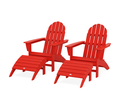 POLYWOOD® Vineyard Adirondack Chair 4-Piece Set with Ottomans in Sunset Red