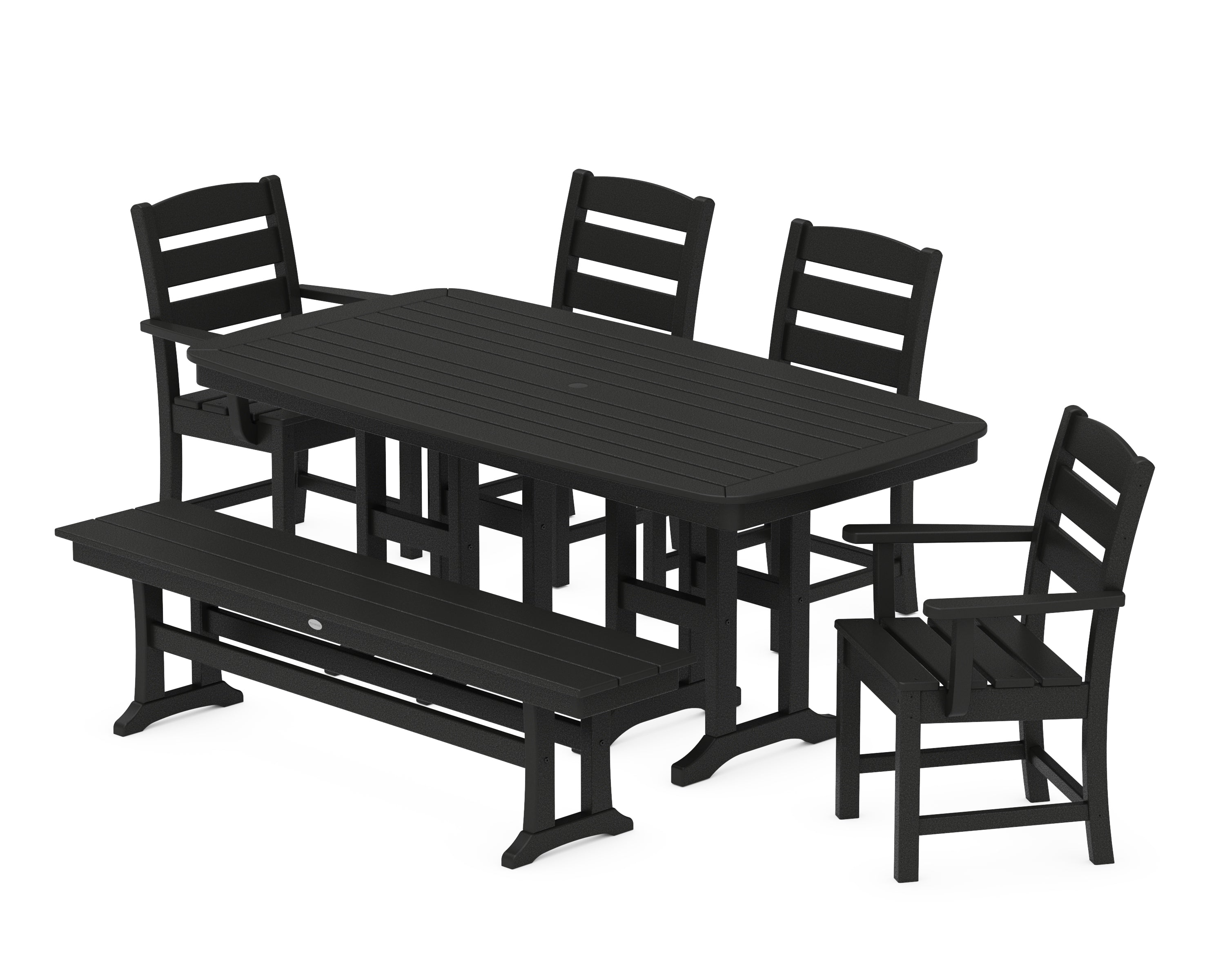 POLYWOOD® Lakeside 6-Piece Dining Set with Bench in Black